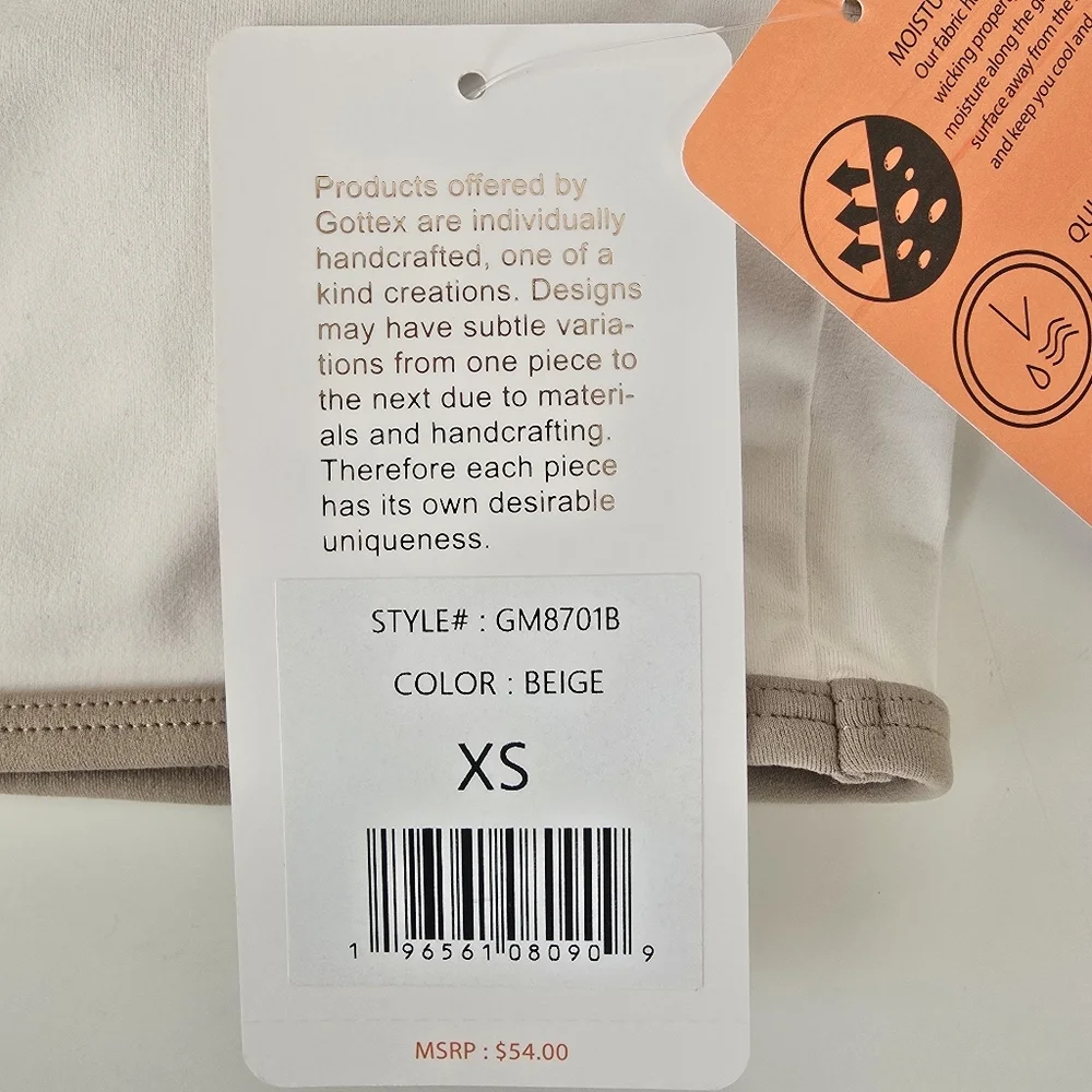 NWT X by Gottex Racerback Sports Bra Beige Peach Skin Collection Pickleball